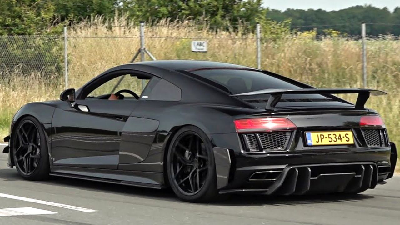 La monstrueuse Audi R8 V10 Plus Vorsteiner avec échappement Remus : accélérations et détails de cette puissante bête en noir, Africars24
